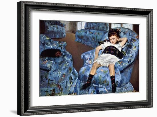 Small Girl in Blue-Mary Cassatt-Framed Art Print