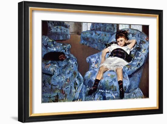 Small Girl in Blue-Mary Cassatt-Framed Art Print