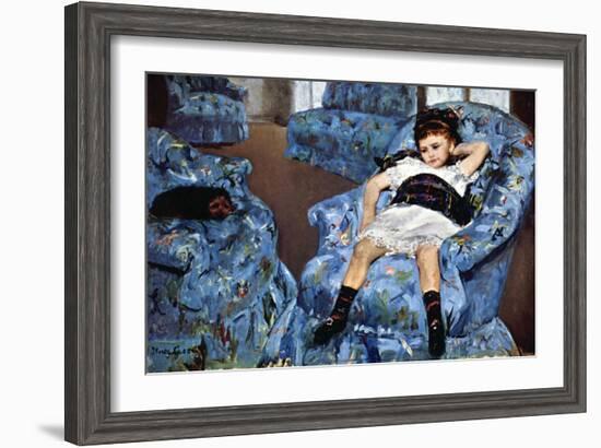 Small Girl In Blue-Mary Cassatt-Framed Art Print