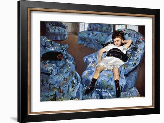 Small Girl In Blue-Mary Cassatt-Framed Art Print