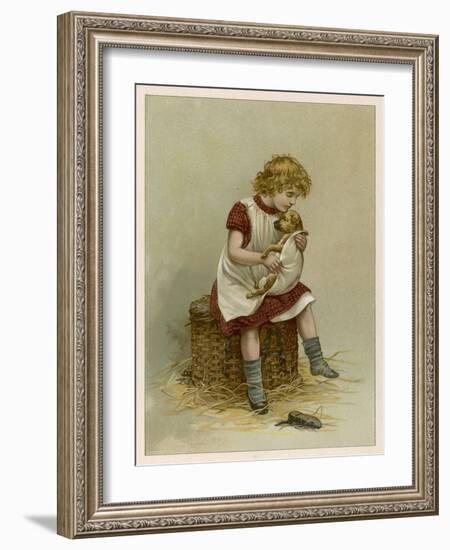 Small Girl Nurses a Sick Puppy-Harriet M. Bennett-Framed Art Print