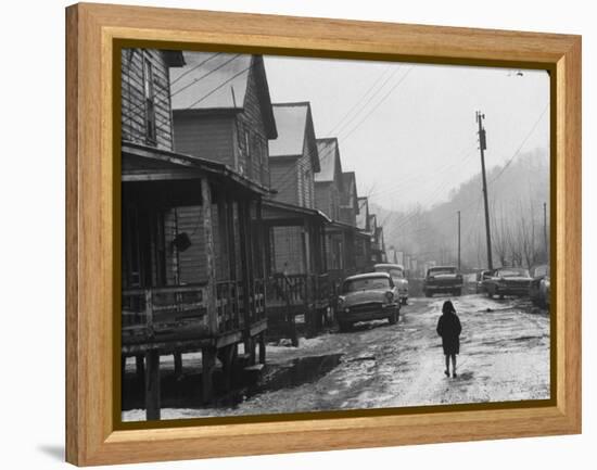 Small Girl Walking Down the Poverty Stricken Town of Hemphill in Appalachia-John Dominis-Framed Premier Image Canvas