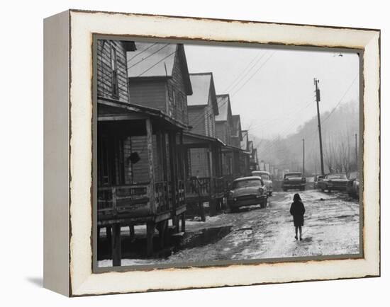 Small Girl Walking Down the Poverty Stricken Town of Hemphill in Appalachia-John Dominis-Framed Premier Image Canvas