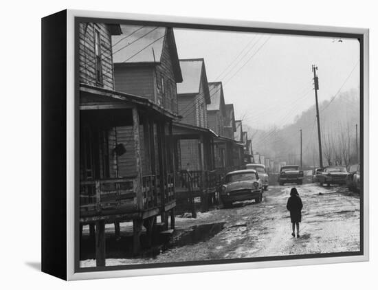 Small Girl Walking Down the Poverty Stricken Town of Hemphill in Appalachia-John Dominis-Framed Premier Image Canvas