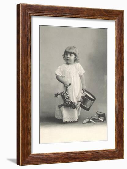 Small Girl with Toys-null-Framed Art Print