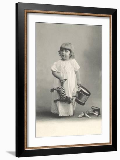 Small Girl with Toys-null-Framed Art Print