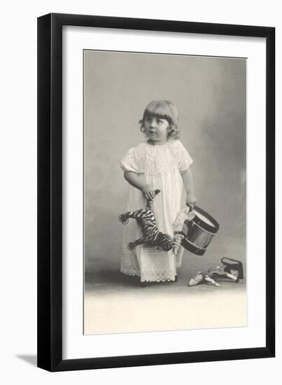Small Girl with Toys-null-Framed Art Print