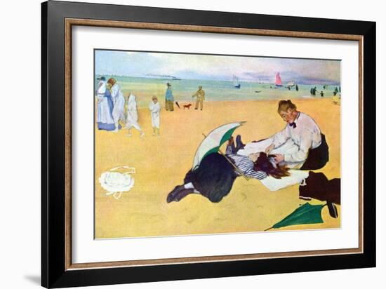 Small Girls on the Beach-Edgar Degas-Framed Art Print