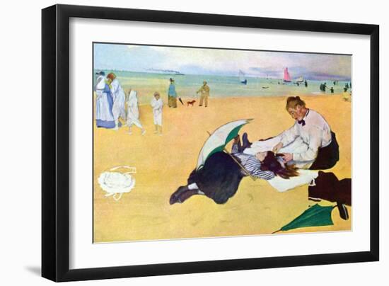 Small Girls on the Beach-Edgar Degas-Framed Art Print