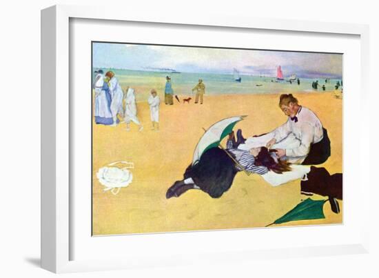 Small Girls on the Beach-Edgar Degas-Framed Art Print