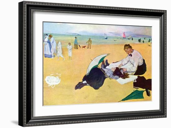 Small Girls on the Beach-Edgar Degas-Framed Art Print