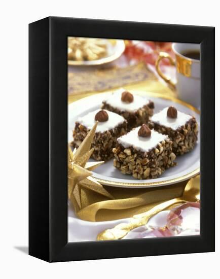 Small Hazelnut Cake on Christmassy Coffee Table-Alena Hrbkova-Framed Premier Image Canvas