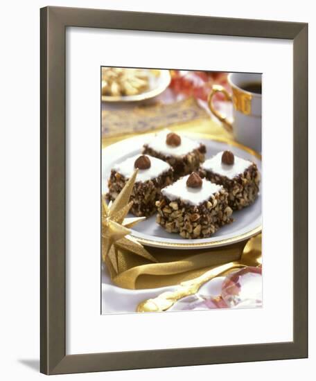 Small Hazelnut Cake on Christmassy Coffee Table-Alena Hrbkova-Framed Photographic Print
