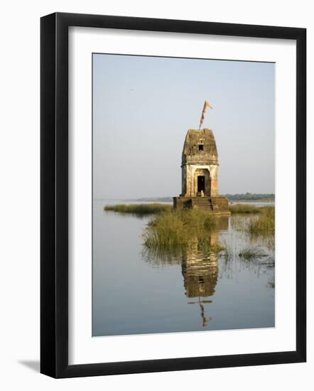 Small Hindu Temple in Middle of the Narmada River, Maheshwar, Madhya Pradesh State, India-R H Productions-Framed Photographic Print