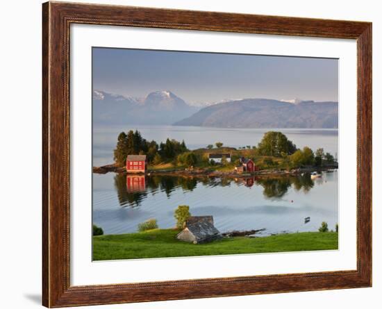 Small Island in Hardangerfjorden Nr Bergen, Western Fjords, Norway-Peter Adams-Framed Photographic Print