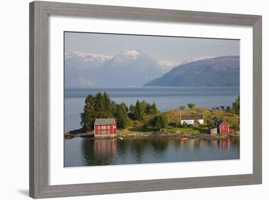 Small Island in Hardangerfjorden Nr Bergen, Western Fjords, Norway-Peter Adams-Framed Photographic Print