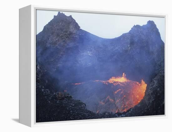 Small Lava Lake in Pit Crater, Pu'u O'o Cone, Kilauea Volcano, Big Island, Hawaii-Stocktrek Images-Framed Premier Image Canvas