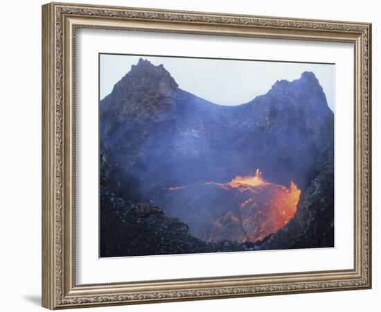 Small Lava Lake in Pit Crater, Pu'u O'o Cone, Kilauea Volcano, Big Island, Hawaii-Stocktrek Images-Framed Photographic Print