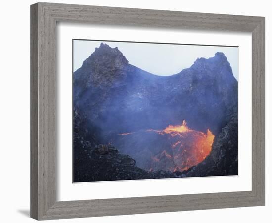 Small Lava Lake in Pit Crater, Pu'u O'o Cone, Kilauea Volcano, Big Island, Hawaii-Stocktrek Images-Framed Photographic Print