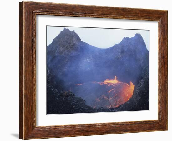 Small Lava Lake in Pit Crater, Pu'u O'o Cone, Kilauea Volcano, Big Island, Hawaii-Stocktrek Images-Framed Photographic Print