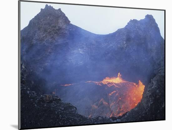 Small Lava Lake in Pit Crater, Pu'u O'o Cone, Kilauea Volcano, Big Island, Hawaii-Stocktrek Images-Mounted Photographic Print
