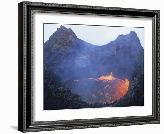 Small Lava Lake in Pit Crater, Pu'u O'o Cone, Kilauea Volcano, Big Island, Hawaii-Stocktrek Images-Framed Photographic Print