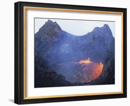 Small Lava Lake in Pit Crater, Pu'u O'o Cone, Kilauea Volcano, Big Island, Hawaii-Stocktrek Images-Framed Photographic Print