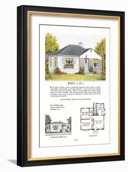 Small Model Home and Plan-null-Framed Art Print