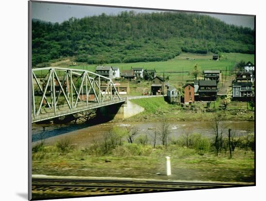 Small Motor Traffic Bridge over Stream Next to a Little Town-Walker Evans-Mounted Photographic Print