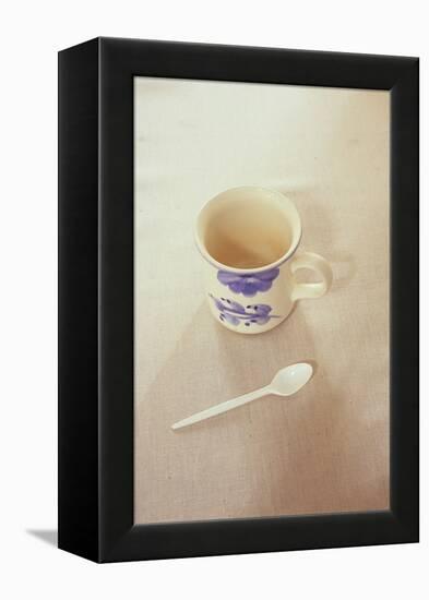 Small Mug and Plastic Spoon-Den Reader-Framed Premier Image Canvas