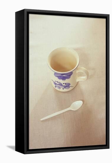 Small Mug and Plastic Spoon-Den Reader-Framed Premier Image Canvas