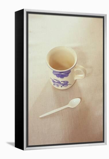 Small Mug and Plastic Spoon-Den Reader-Framed Premier Image Canvas