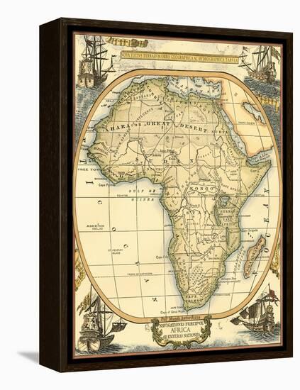 Small Nautical Map of Africa-Vision Studio-Framed Stretched Canvas