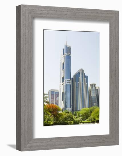 Small Park and Downtown Skyline of Dubai, United Arab Emirates-Michael DeFreitas-Framed Photographic Print