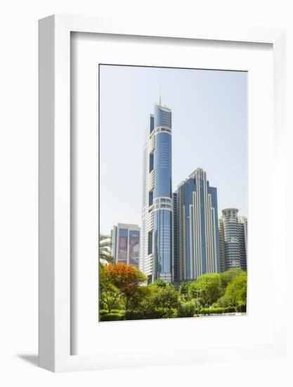 Small Park and Downtown Skyline of Dubai, United Arab Emirates-Michael DeFreitas-Framed Photographic Print