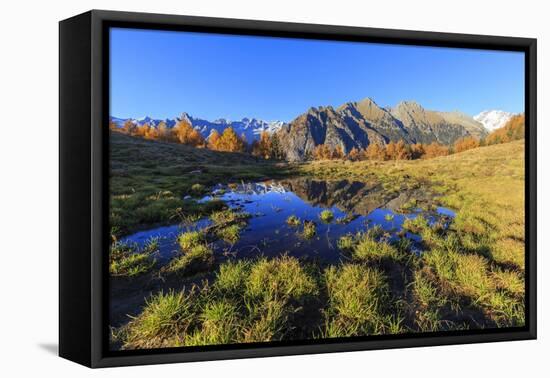 Small pond of Alpe Granda, Valtellina, Lombardy, Italy, Europe-Francesco Bergamaschi-Framed Premier Image Canvas