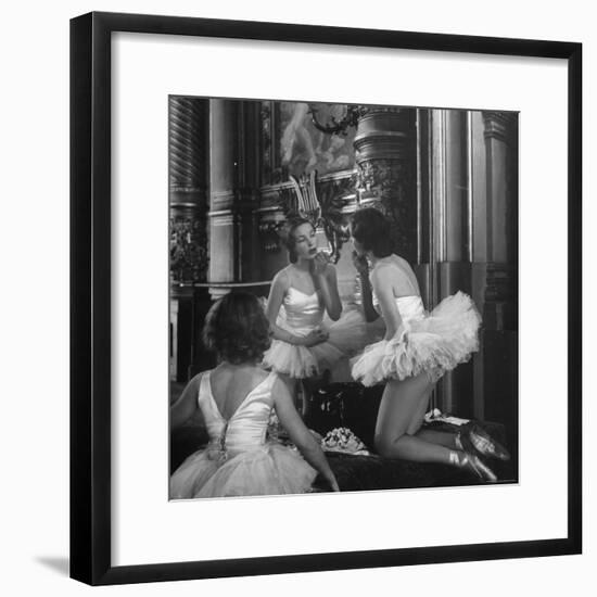 Small Sister Marina Baydarova, Watching Tania Baydarova Put on Make Up-Walter Sanders-Framed Photographic Print