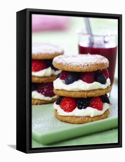 Small Sponge Cake with Berry and Cream Filling-Frank Wieder-Framed Premier Image Canvas