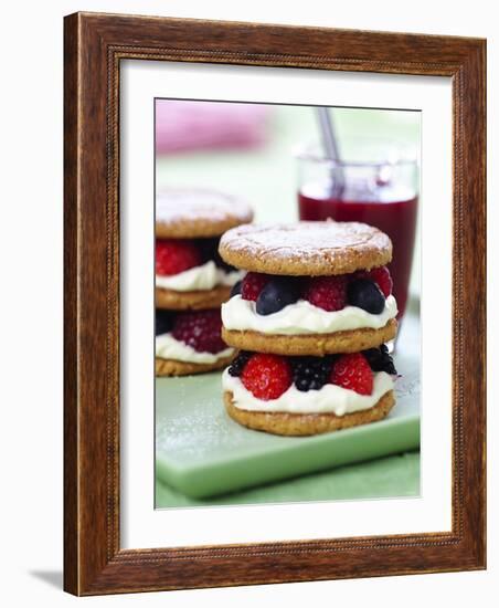 Small Sponge Cake with Berry and Cream Filling-Frank Wieder-Framed Photographic Print