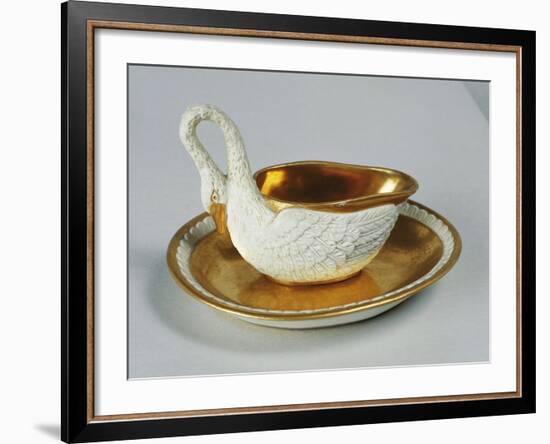 Small Swan-Shaped Gravy Boat, Porcelain, Dagoty Manufacture, Paris, France-null-Framed Giclee Print