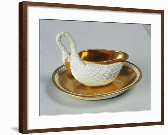 Small Swan-Shaped Gravy Boat, Porcelain, Dagoty Manufacture, Paris, France-null-Framed Giclee Print