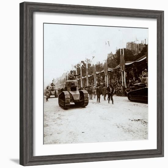 Small tanks, victory parade, Paris, France, c1918-c1919-Unknown-Framed Photographic Print