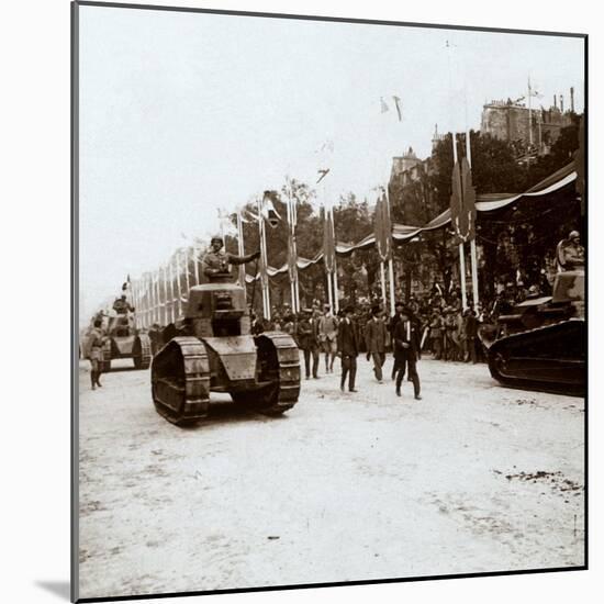 Small tanks, victory parade, Paris, France, c1918-c1919-Unknown-Mounted Photographic Print