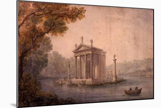 Small Temple of Asclepius, Villa Borghese, Rome, Late 18th Century Watercolour-Hubert Robert-Mounted Giclee Print