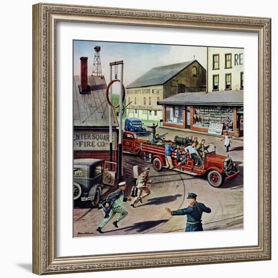 "Small Town Fire Company," May 14, 1949-Stevan Dohanos-Framed Giclee Print