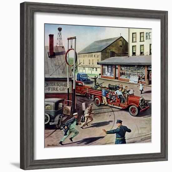 "Small Town Fire Company," May 14, 1949-Stevan Dohanos-Framed Giclee Print