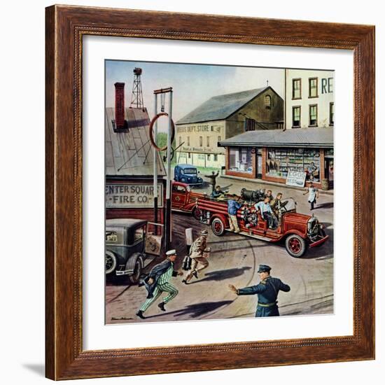 "Small Town Fire Company," May 14, 1949-Stevan Dohanos-Framed Giclee Print