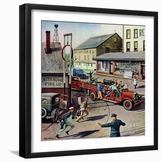 "Small Town Fire Company," May 14, 1949-Stevan Dohanos-Framed Giclee Print