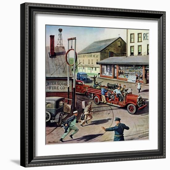 "Small Town Fire Company," May 14, 1949-Stevan Dohanos-Framed Giclee Print