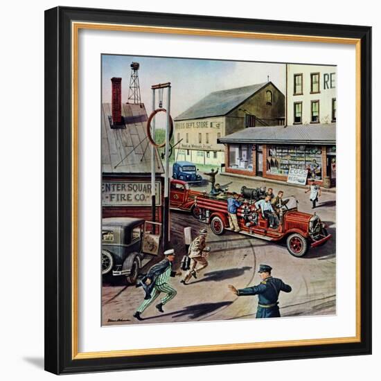 "Small Town Fire Company," May 14, 1949-Stevan Dohanos-Framed Giclee Print